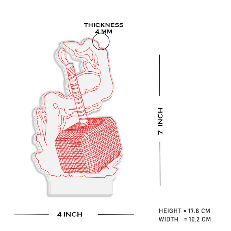 The 3D Hammer of Thor Night Lamp with warm white light